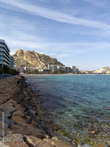 Coastal Promenade with View of Santa Barbara Castle in Alicante