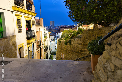 Scenic View of Mediterranean Town Street at Dusk