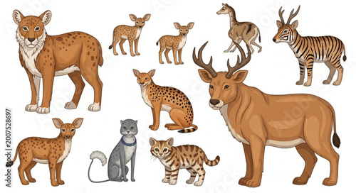 Canvas Print Collection of Various Wild Animals and Domesticated Felines.