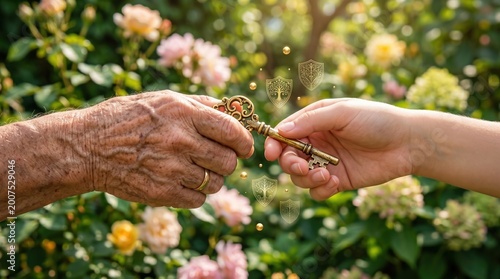 Using life insurance to build wealth a generational transfer of financial knowledge in a lush garden setting