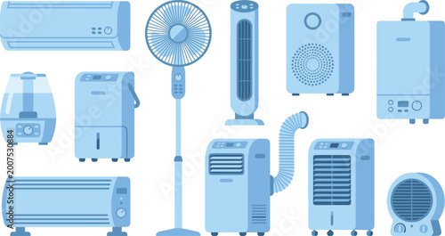 Canvastavla Cooling and Air Conditioning Appliance Set with Air Conditioners, Fans, Dehumidi