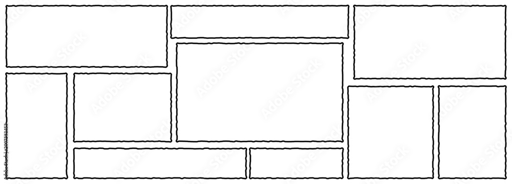 Naklejka premium Doodle frame square for organic rectangle wavy and shape text amoeba. Irregular abstract form for pattern grunge zag and hexagon geometric dialog. Doodle mark hand for organic quote oval.