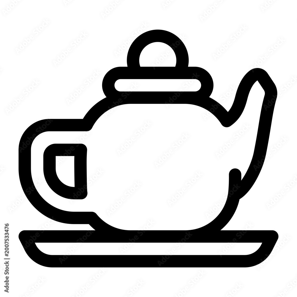 Obraz premium Tea Ceremony Pot Outline Icon, Teapot Asian, Traditional Kettle