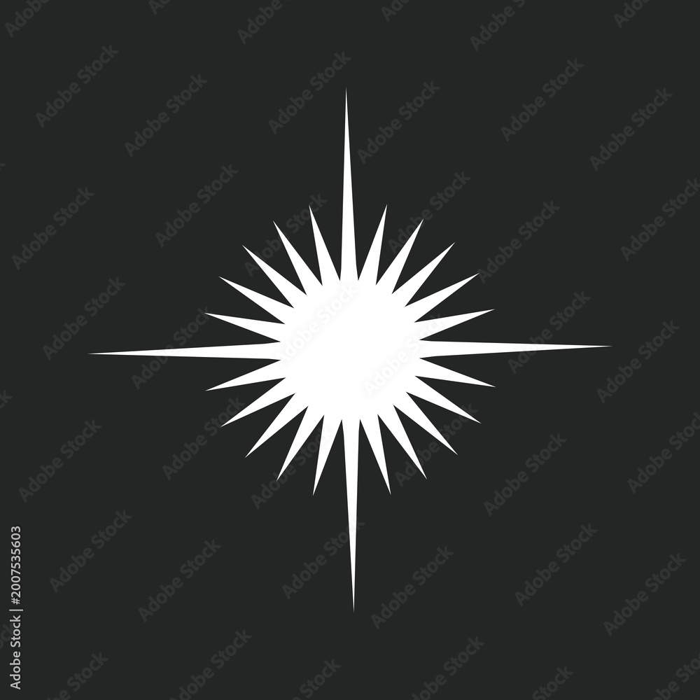 Fototapeta premium Marshall Islands Star Symbol Vector - 24 Pointed White Star National Flag Emblem Isolated on a Dark Gray Background