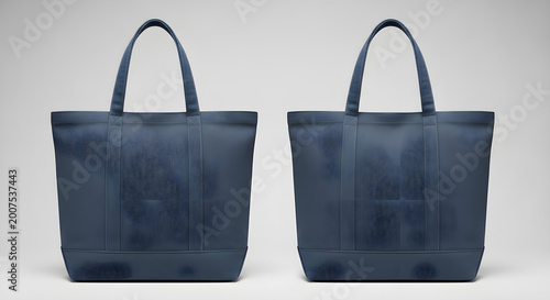 Two stylish blue fabric tote bags with textured patterns and sturdy handles for everyday use