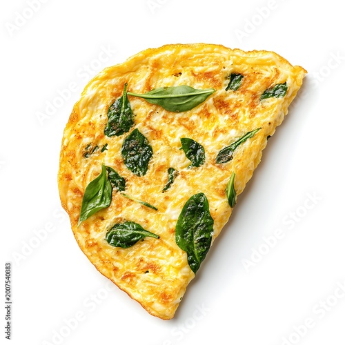 Fresh spinach omelet isolated on white background
