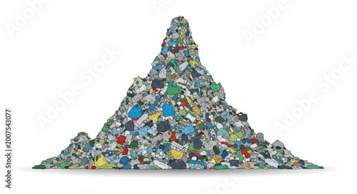 Foto Large pile of discarded clothing forming a mountain shape.
