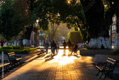 park in the city early morning