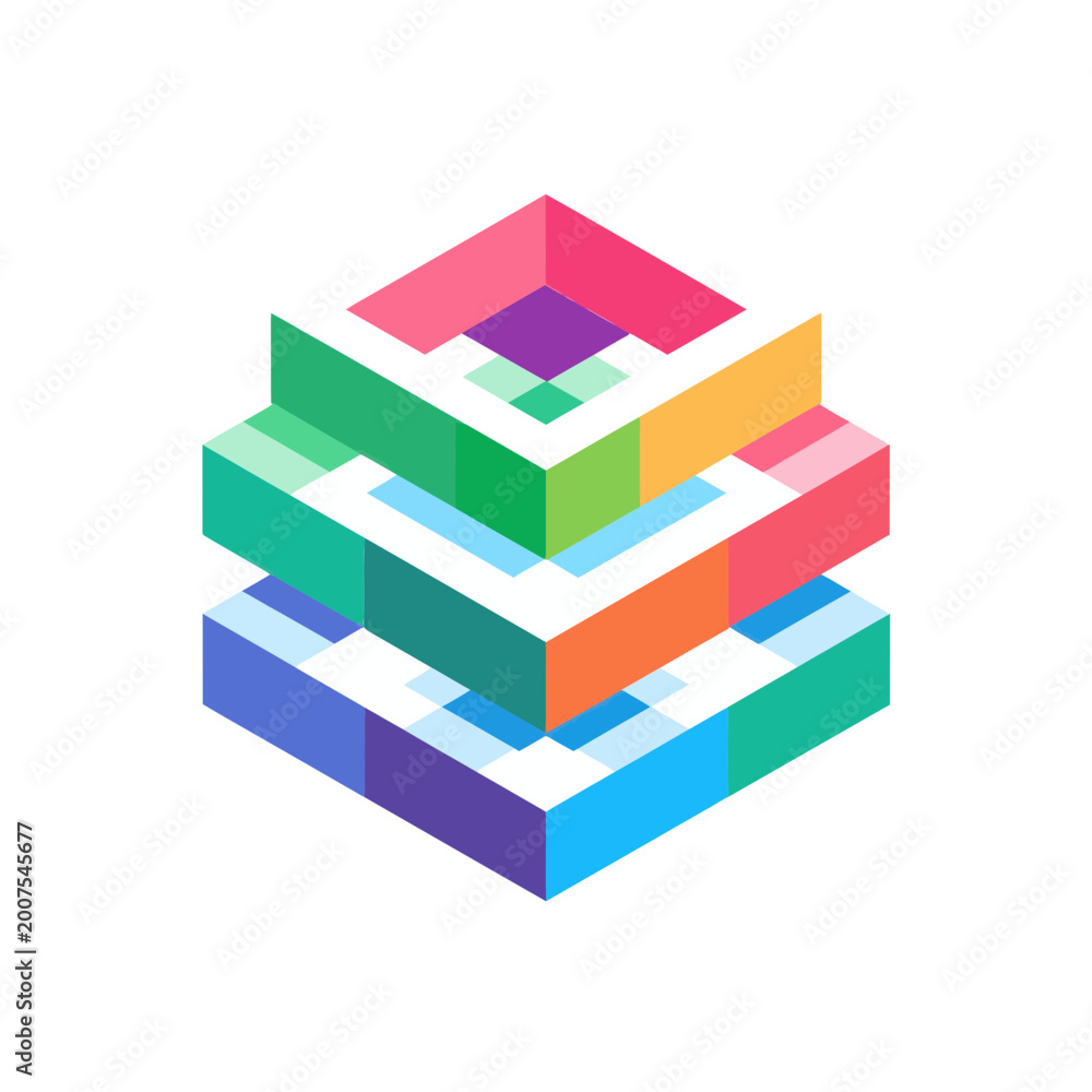 Fototapeta premium Colorful Geometric Layers Stacked Abstract Design
