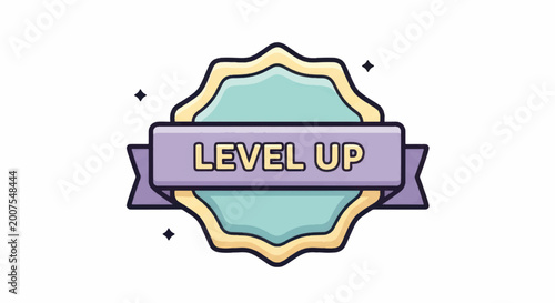 Level Up Badge Icon for Gaming and Achievement.