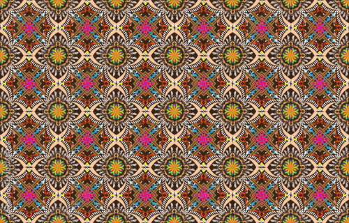 Ethnic monochrome seamless pattern. Background with Aztec geometric patterns. Print with a tribal theme. Fabric from the Navajo people. Abstract wallpaper in a modern style. Illustration in vector for