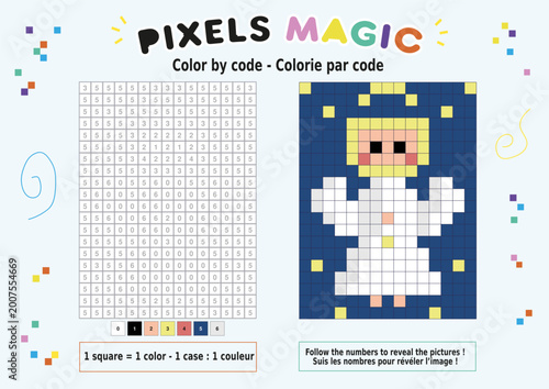 Photos Pixel art à colorier représentant un ange de Noël