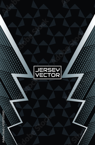 Sports Jersey or Apparel Template with Geometric Pattern and Lightning Bolt Design