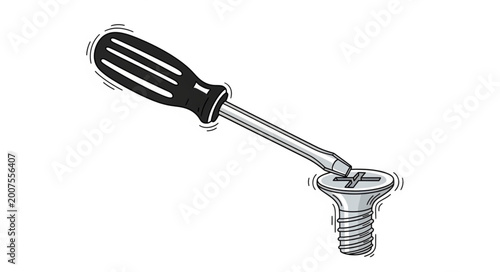 Konstfotografi Screwdriver turning a screw with vibrating lines.