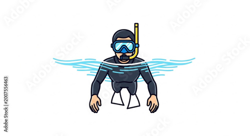 Foto Scuba diver wearing a wetsuit and mask underwater.