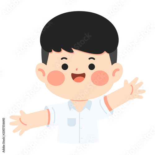Boy With Open Arms Showing Welcome And Happiness
