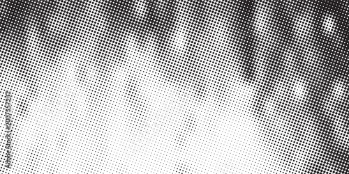 Halftone Dots Pattern . Halftone Dotted Grunge Texture . Abstract Dots Overlay Texture . Dark Distressed Background with Halftone Effects. Ink Print Distress Background . Dots Grunge Texture. Vector.
