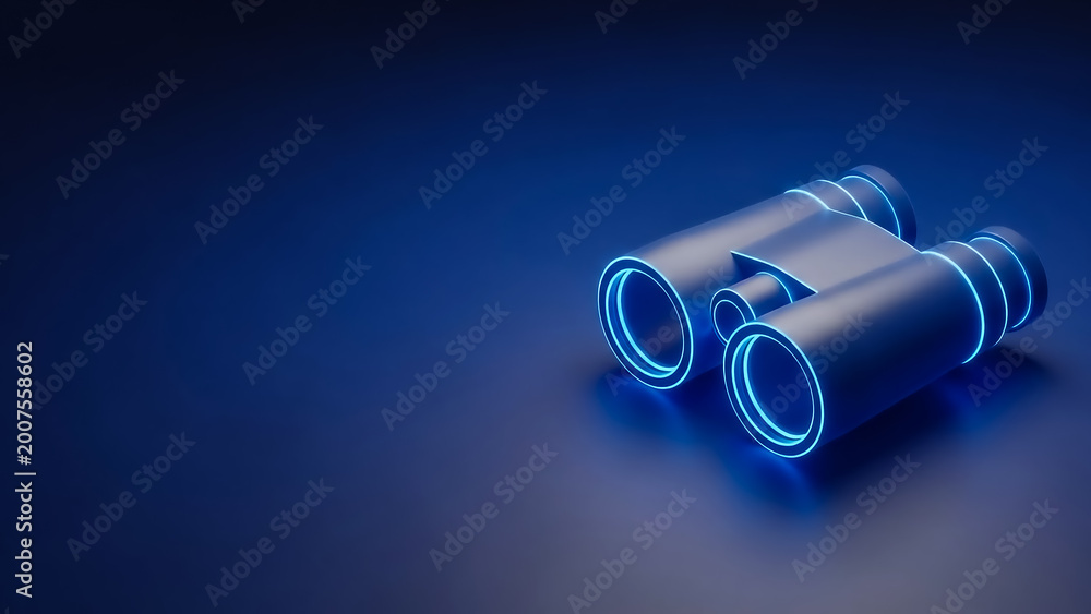 Fototapeta premium 3D render of a sleek, glowing blue cylindrical technology component with dual illuminated rings, symbolizing innovation and futuristic design.