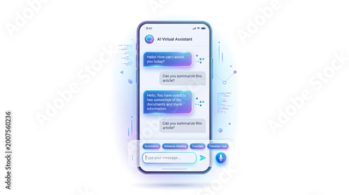 AI Virtual Assistant Chatbot Interface on Smartphone Screen