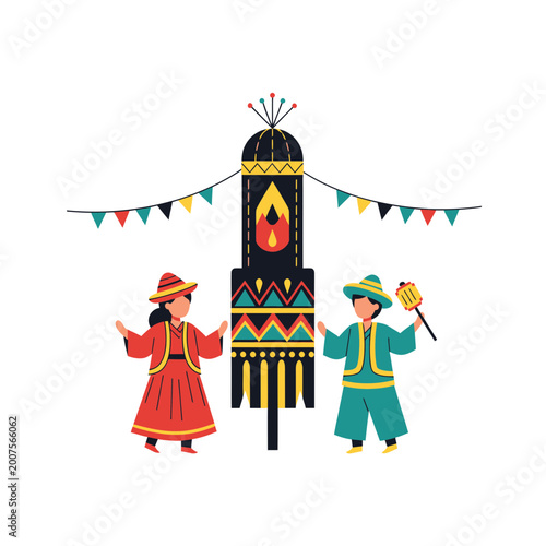 Tibetan Cultural Festival Celebration Vector with People