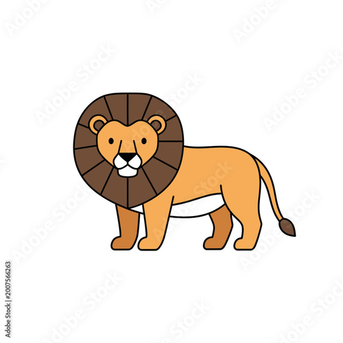 Cute cartoon lion vector illustration on white background
