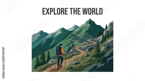 Foto Person Wearing Backpack on Mountain Trail.