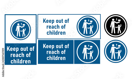 Obraz na plátně Keep Out of Reach of Children Icon Set Blue Black Multiple Versions