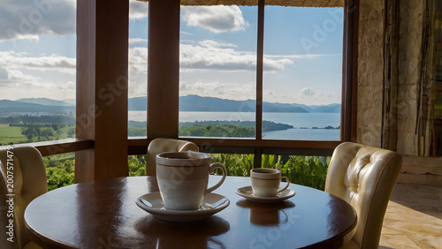 morning on the beach, coffe