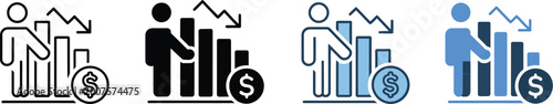 фотографія Poverty rate icon vector design featuring multiple style variations for economic