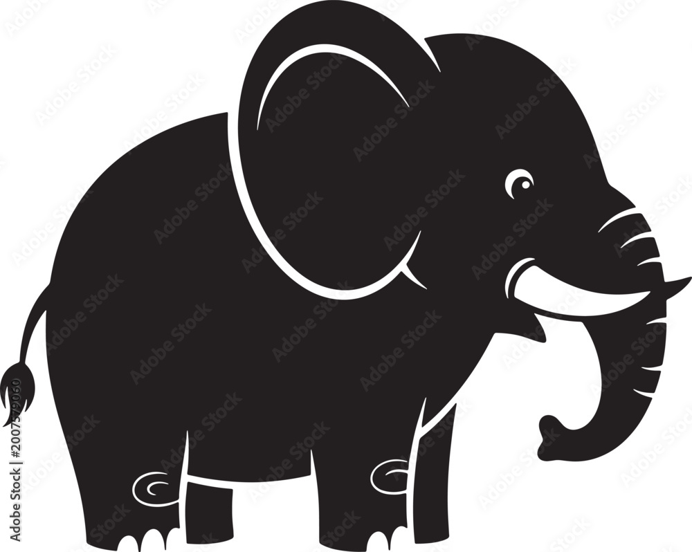 Fototapeta premium Cartoon style elephant illustration isolated on transparent background