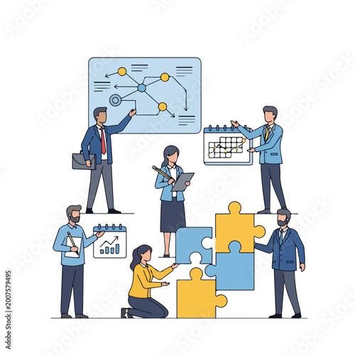 Business Team Working on Jigsaw Puzzle Project.