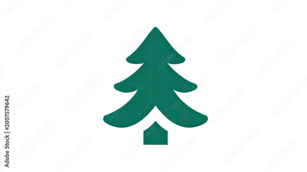 Fototapeta premium Stylized evergreen shape rendered in a deep green color against a white background
