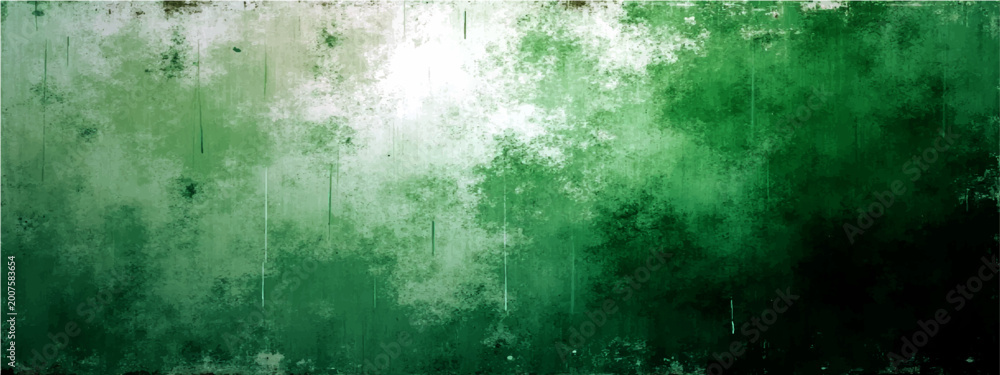 Fototapeta premium An abstract green nature texture featuring rain drops on a dark window backdrop with moody light and a grunge smoke pattern