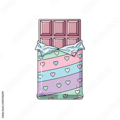 Chocolate Bar with Heart Design Wrapping.