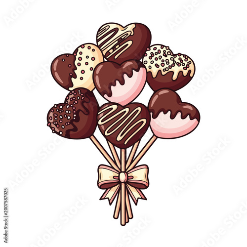 Chocolate Heart Shaped Lollipops with Icing.