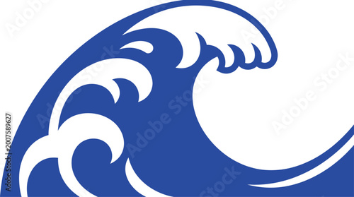 Stylized blue ocean wave crest vector