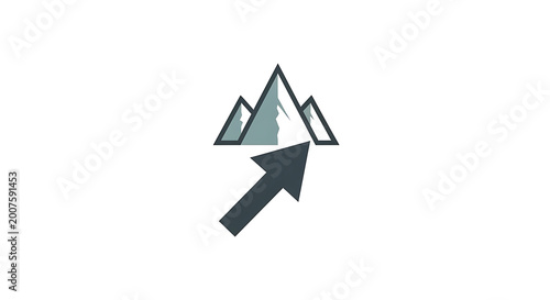Free Download Directional Arrow Pointing Towards a Stylized Mountain Range - GFXLoad