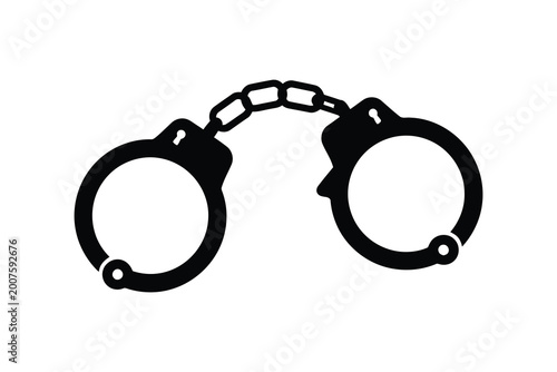 Canvas-taulu Black silhouette of metal handcuffs with a connecting chain