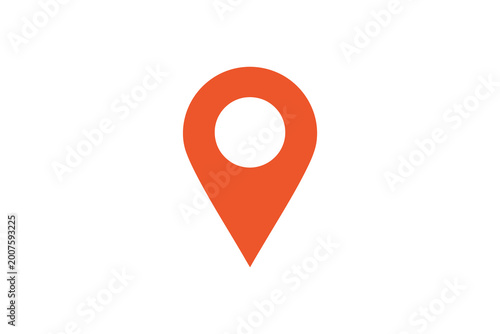 Free Download Orange map pin with a central circular cutout on white background - GFXLoad