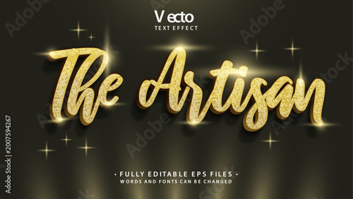 Konstfotografi gold glittering the artisan text effect editable eps cc