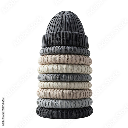 Folded Wool Beanie Hat Compact Product Arrangement
