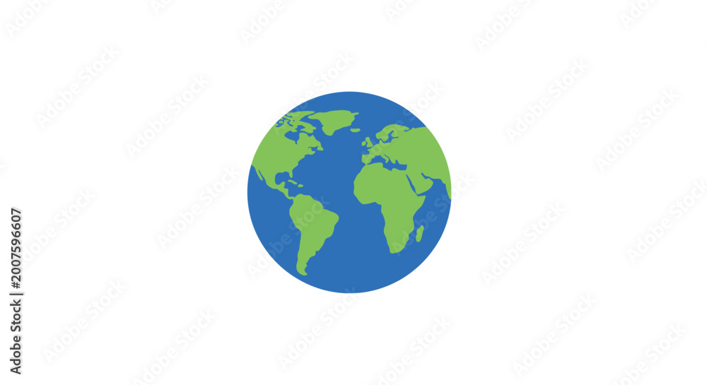Fototapeta premium Flat Illustration of a Green and Blue Planet Earth Globe