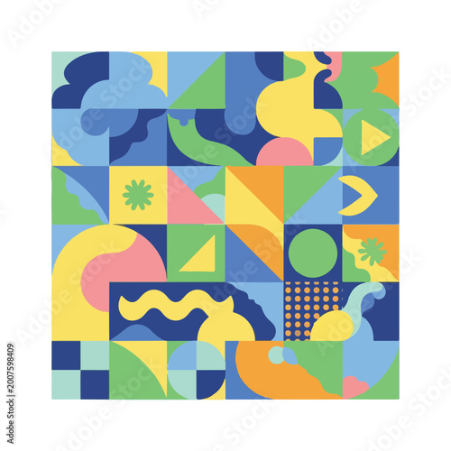 Colorful Abstract Geometric Shapes Pattern Design.