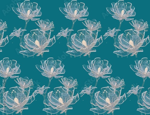 Obraz na płótnie Floral blue pattern