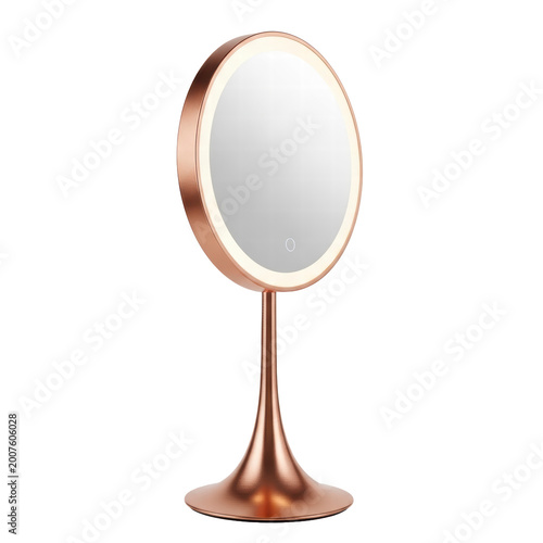Rose gold makeup mirror with LED light