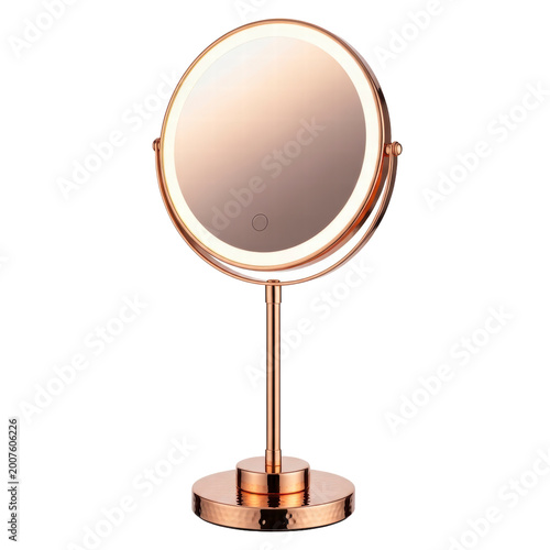Illuminated rose gold makeup mirror