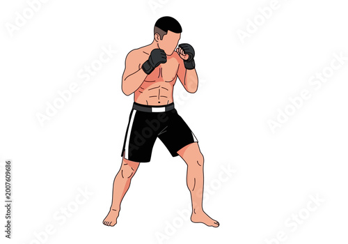 Obraz na plátně Man in fighting stance with gloves.