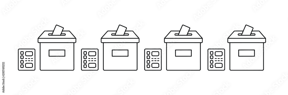 Fototapeta premium Election results icons vector set in different stroke line style for voting data visualization and political analysis design