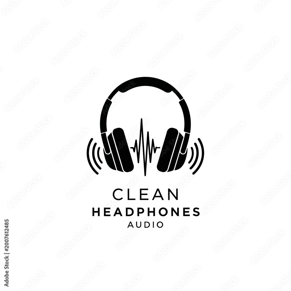 Obraz premium Stylized Headphones with Sound Wave Graphic for Audio Concepts.