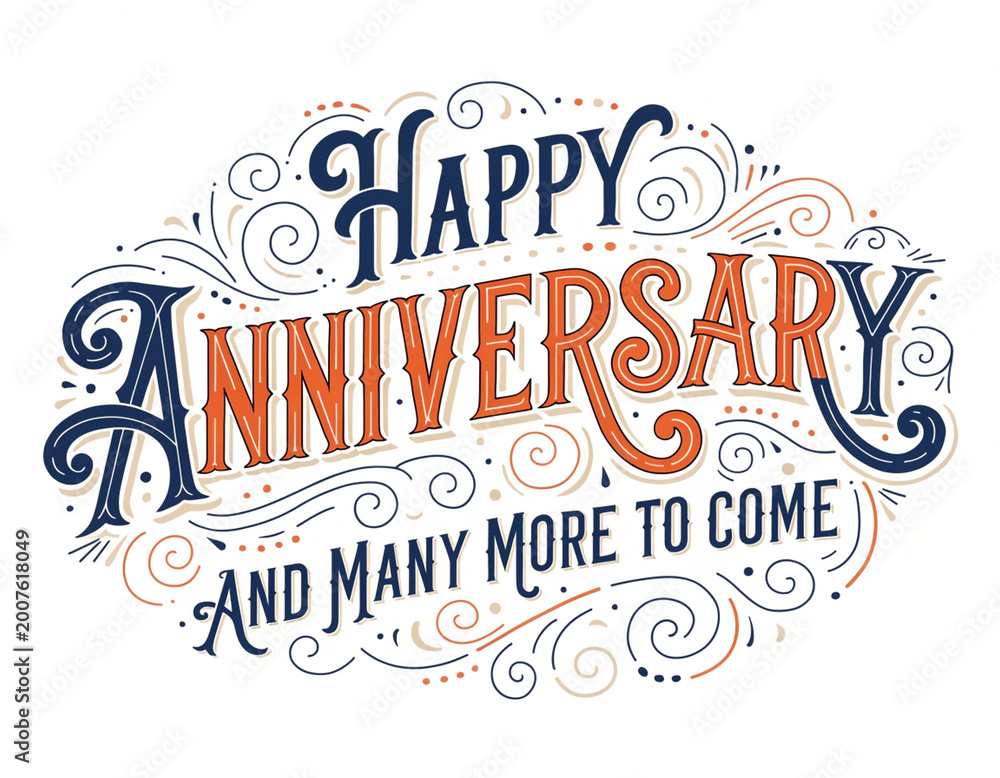 Obraz premium Anniversary Greeting Card with Happy Message
